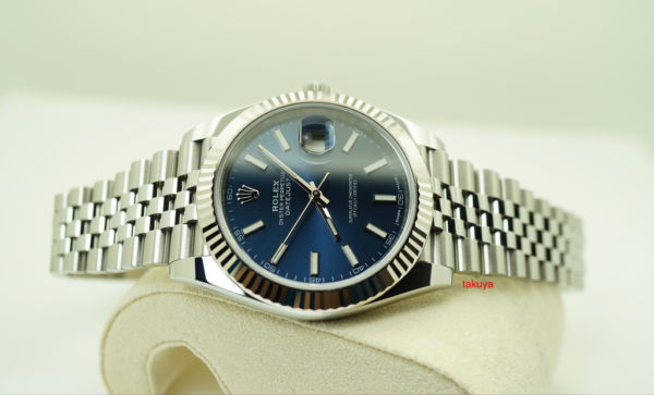 Rolex 126334 DATEJUST 41 BLUE STICK DIAL FLUTED BEZEL JUBILEE WARRANTY FULL SET