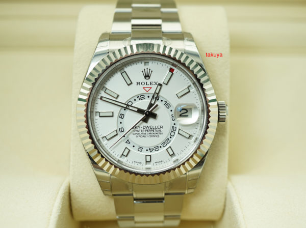 MINT Rolex 326934 SKY-DWELLER STAINLESS STEEL WHITE DIAL 2018 WARRANTY COMPLETE SET