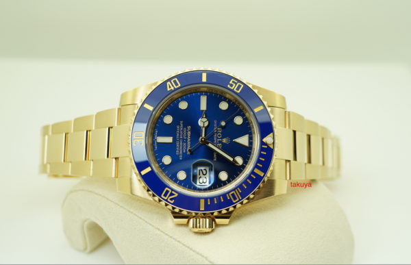 Rolex 116618LB YELLOW GOLD SUBMARINER CERAMIC SUNBURST BLUE DIAL 2018 FULL SET