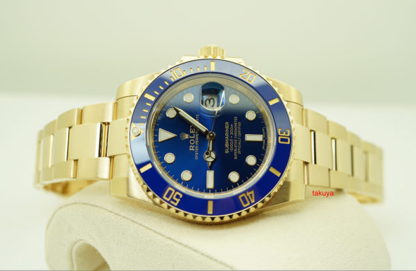 Rolex 116618LB YELLOW GOLD SUBMARINER CERAMIC SUNBURST BLUE DIAL 2018 FULL SET