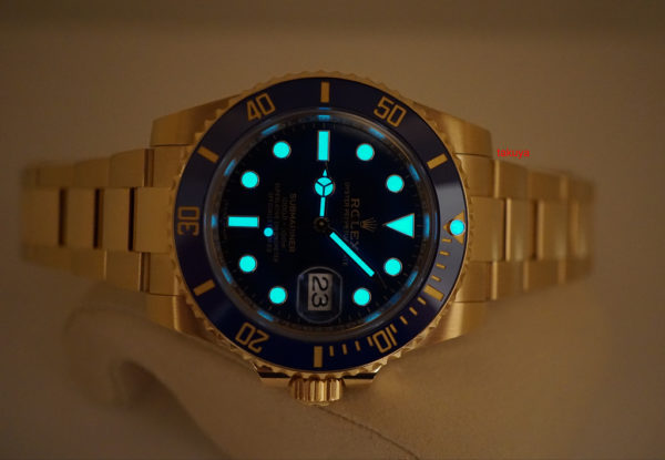 Rolex 116618LB YELLOW GOLD SUBMARINER CERAMIC SUNBURST BLUE DIAL 2018 FULL SET