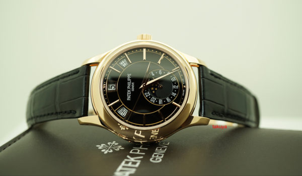 Patek PHILIPPE 5205R ROSE GOLD BLACK DIAL ANNUAL CALENDAR 18K RG DEPLOYANT CLASP COMPLETE SET