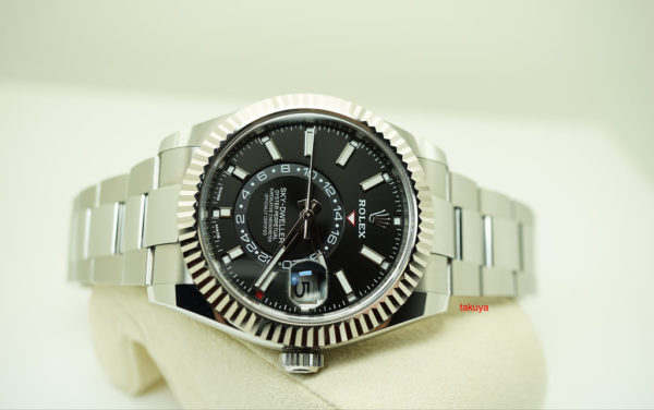 Rolex 326934 SKY-DWELLER STAINLESS STEEL BLACK DIAL 2019 WARRANTY COMPLETE SET