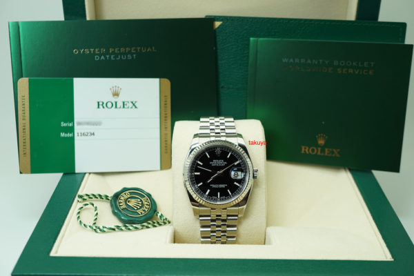 Rolex 116234 DATEJUST 36MM BLACK STICK DIAL JUBILEE RANDOM SERIAL 2019 FULL SET