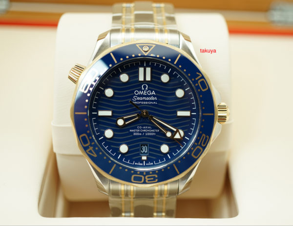 BRAND NEW Omega SEAMASTER DIVER 300M CO-AXIAL MASTER 42MM STEEL ROSE GOLD BLUE DIAL FULL SET