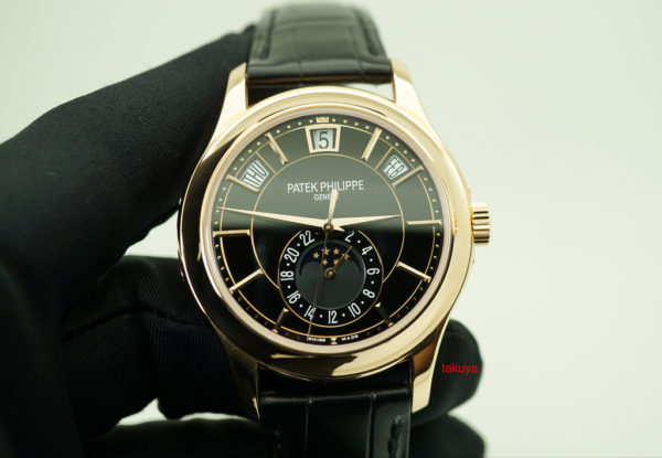 Patek PHILIPPE 5205R ROSE GOLD BLACK DIAL ANNUAL CALENDAR 18K RG DEPLOYANT CLASP COMPLETE SET