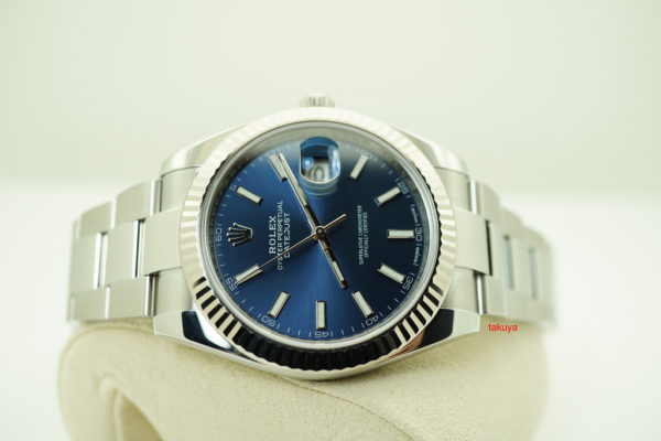 Rolex 126334 DATEJUST 41 BLUE STICK DIAL 18K WG FLUTED BEZEL OYSTER WARRANTY