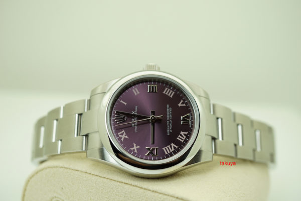 Rolex 177200 OYSTER PERPETUAL 31MM RED GRAPE DIAL 2018 WARRANTY FULL SET