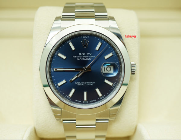 MINT Rolex 126300 DATEJUST 41 BLUE STICK OYSTER NEW MODEL WARRANTY FULL SET