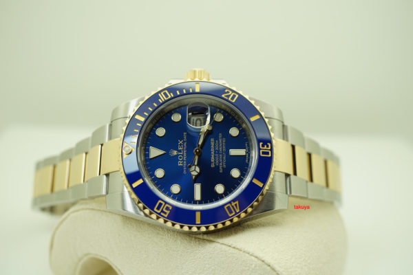 Rolex 116613LB SUBMARINER 18K YG/SS CERAMIC SUNBURST BLUE DIAL WARRANTY FULL SET