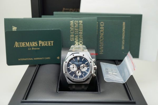 Audemars PIGUET ROYAL OAK CHRONOGRAPH 26331ST BLUE DIAL 2018 WARRANTY FULL SET