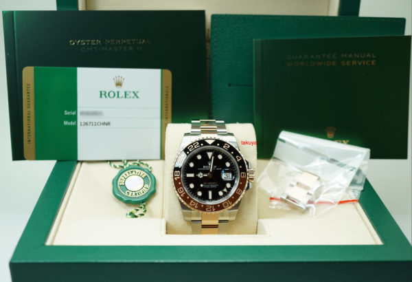 Rolex 126711CHNR GMT MASTER II ROSE GOLD STEEL ROOTBEER CERAMIC 2019 WARRANTY FULL SET