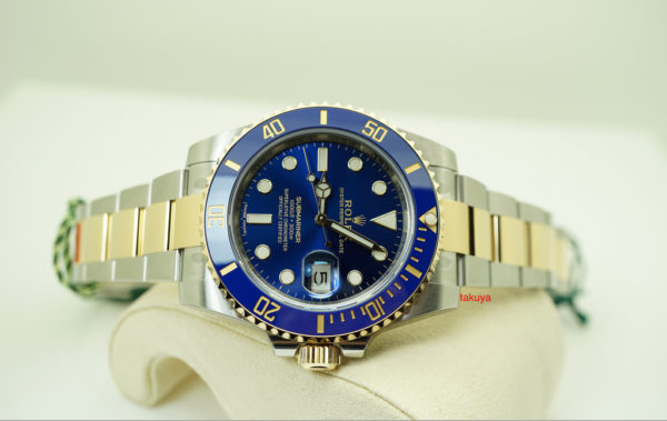 BRAND NEW Rolex 116613LB SUBMARINER 18K YG/SS CERAMIC SUNBURST BLUE DIAL STICKER FULL SET