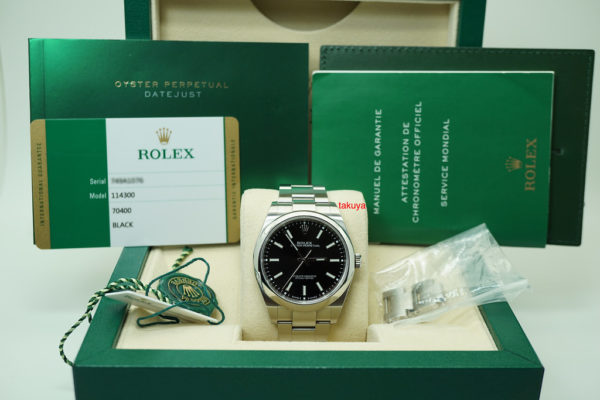 Rolex 114300 OYSTER PERPETUAL NO DATE BLACK DIAL 39MM 2018 COMPLETE SET