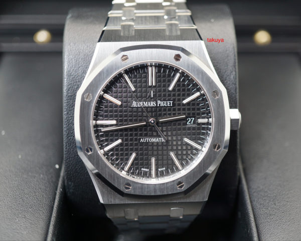 MINT Audemars PIGUET 15400ST ROYAL OAK BLACK DIAL 41MM J SERIES 2018 WARRANTY FULL SET