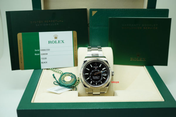 Rolex 326934 SKY-DWELLER STAINLESS STEEL BLACK DIAL 2019 WARRANTY COMPLETE SET