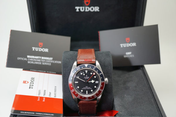 Tudor 79830RB BLACK BAY GMT PEPSI RED BLUE BEZEL LEATHER BAND 41MM FULL SET