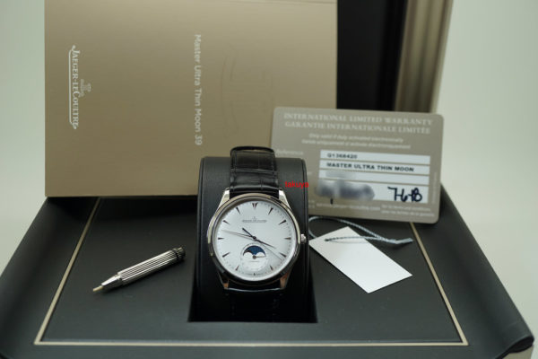 MINT Jaeger-LeCoultre MASTER ULTRA THIN MOON SILVER DIAL 39MM Q1368420 WARRANTY FULL SET