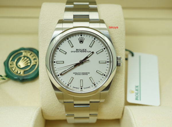 BRAND NEW Rolex 114300 OYSTER PERPETUAL NO DATE WHITE DIAL 39MM 2019 COMPLETE SET