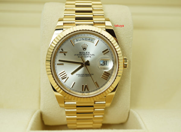 Rolex 228238 18K YELLOW GOLD DAY DATE 40MM SILVER ROMAN DIAL WARRANTY FULL SET