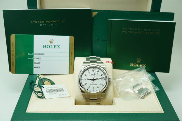 Rolex 114300 OYSTER PERPETUAL NO DATE WHITE DIAL 39MM 2019 COMPLETE SET