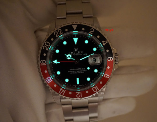 Rolex 16710 GMT MASTER II BLACK RED COKE BEZEL 2000 P SERIAL HOLES CASE 78790A