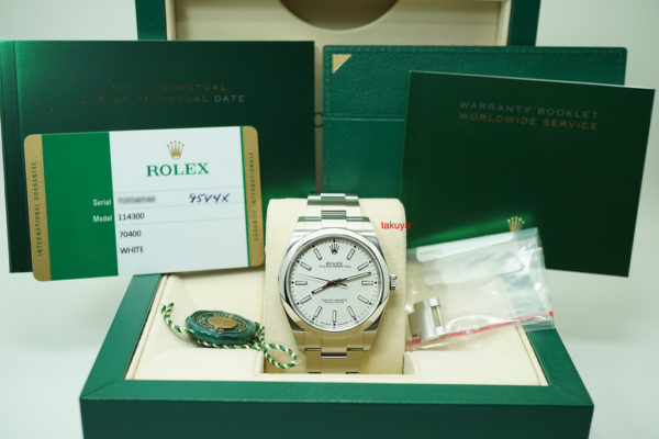 Rolex 114300 OYSTER PERPETUAL NO DATE WHITE DIAL 39MM WARRANTY COMPLETE SET