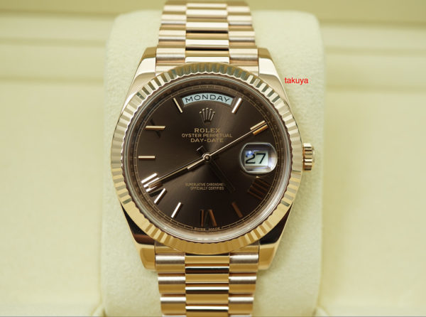 Rolex 228235 18K ROSE GOLD DAY DATE 40MM CHOCOLATE ROMAN DIAL WARRANTY FULL SET