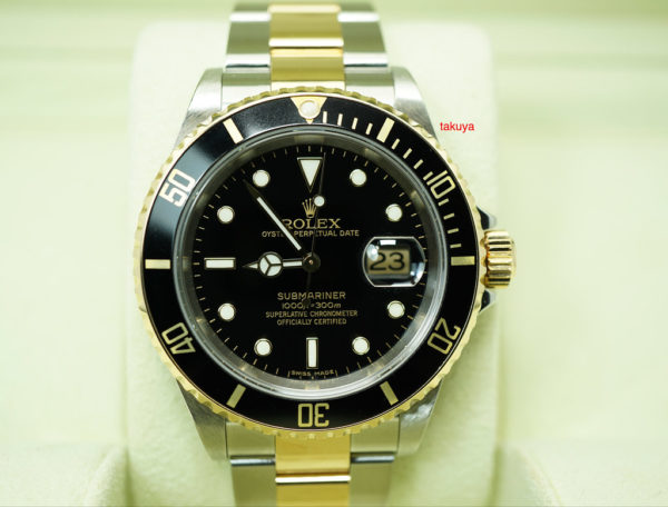 Rolex 16613 SUBMARINER 18K YG/STEEL BLACK DIAL 40MM Z SERIAL FULL SET