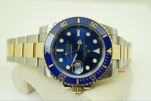 Rolex 116613LB SUBMARINER 18K YG/SS CERAMIC SUNBURST BLUE DIAL 2018 WARRANTY FULL SET