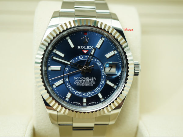 MINT Rolex 326934 SKY-DWELLER STAINLESS STEEL BLUE DIAL 2019 WARRANTY FULL SET