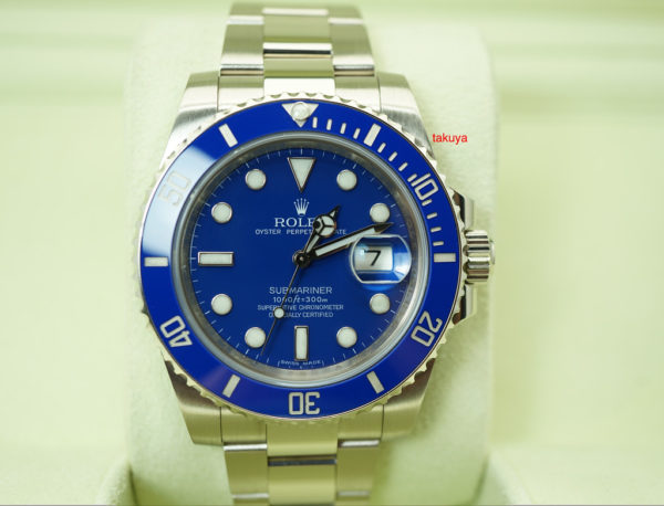 Rolex 116619LB 18K WHITE GOLD SUBMARINER BLUE SMURF V SERIAL COMPLETE SET