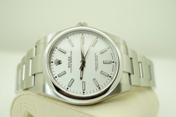 Rolex 114300 OYSTER PERPETUAL NO DATE WHITE DIAL 39MM WARRANTY COMPLETE SET