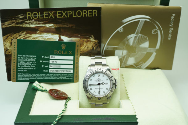 Rolex 16570 EXPLORER II 40MM POLAR DIAL M SERIAL 3186 ENGRAVED REHAUT FULL SET