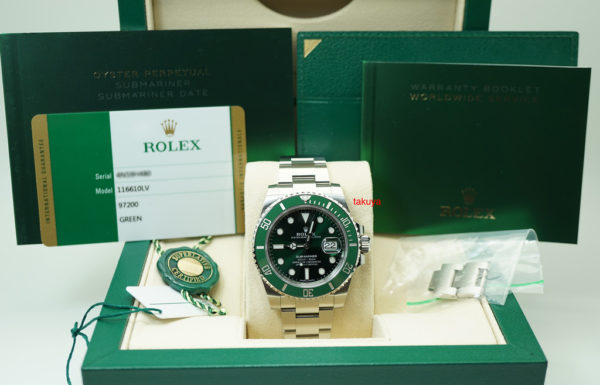 Rolex 116610LV SUBMARINER CERAMIC GREEN DIAL HULK RANDOM WARRANTY COMPLETE SET