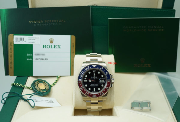 Rolex 116719BLRO 18K WG GMT MASTER II PEPSI RED BLUE 2018 WARRANTY FULL SET