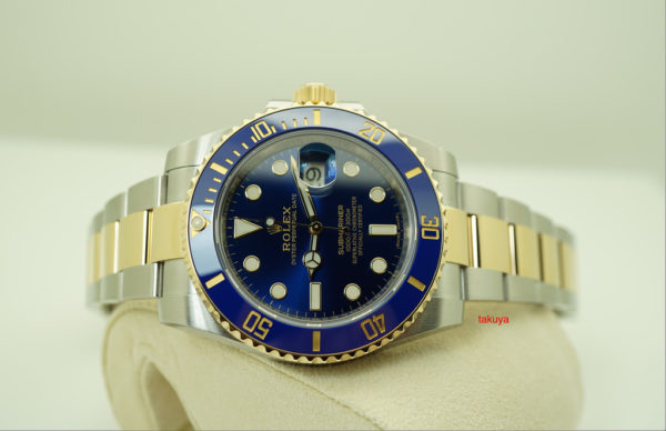 Rolex 116613LB SUBMARINER CERAMIC 18K YG STEEL SUNBURST BLUE DIAL 2018 WARRANTY FULL SET