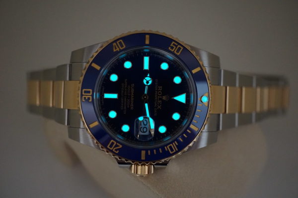 Rolex 116613LB SUBMARINER CERAMIC 18K YG STEEL SUNBURST BLUE DIAL 2018 WARRANTY FULL SET