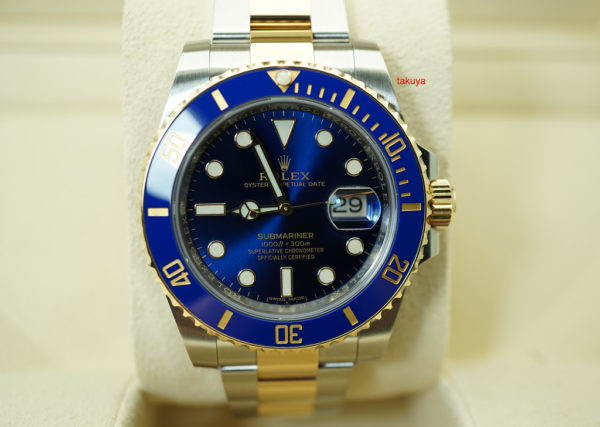 Rolex 116613LB SUBMARINER CERAMIC 18K YG STEEL SUNBURST BLUE DIAL 2018 WARRANTY FULL SET