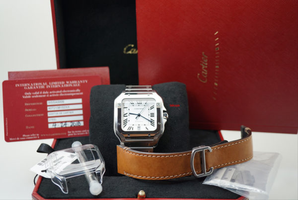 Cartier SANTOS DE CARTIER LARGE MODEL AUTOMATIC STEEL WARRANTY COMPLETE SET