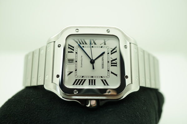 Cartier SANTOS DE CARTIER LARGE MODEL AUTOMATIC STEEL WARRANTY COMPLETE SET