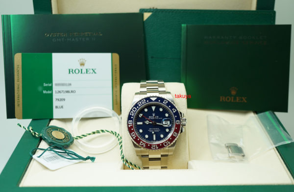 2019 MODEL Rolex 126719BLRO WHITE GOLD GMT MASTER II PEPSI BLUE DIAL WARRANTY FULL SET