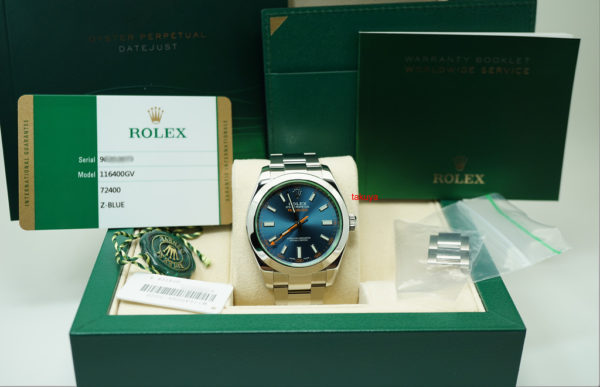 Rolex 116400GV MILGAUSS Z-BLUE DIAL RANDOM SERIAL 2018 WARRANTY FULL SET