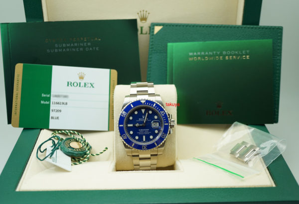 Rolex 116619LB 18K WG SUBMARINER BLUE SMURF RANDOM SERIAL 2019 WARRANTY FULL SET