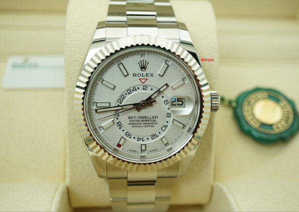BRAND NEW Rolex 326934 SKY-DWELLER STAINLESS STEEL WHITE DIAL 2019 COMPLETE SET