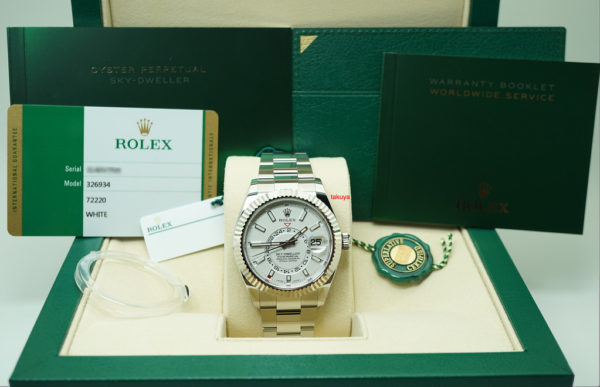 BRAND NEW Rolex 326934 SKY-DWELLER STAINLESS STEEL WHITE DIAL 2019 COMPLETE SET