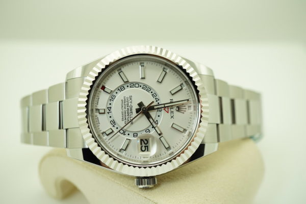 BRAND NEW Rolex 326934 SKY-DWELLER STAINLESS STEEL WHITE DIAL 2019 COMPLETE SET