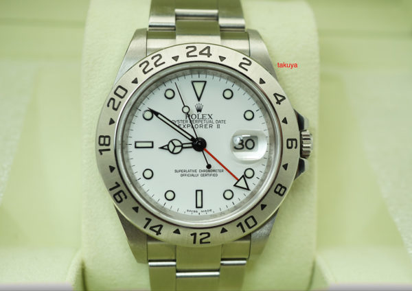 Rolex 16570 EXPLORER 2 40MM POLAR DIAL M SERIAL 3186 ENGRAVED REHAUT FULL SET