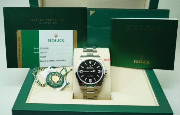 Rolex 214270 EXPLORER I FULL LUME DIAL 39MM SS 2019 WARRANTY FULL SET