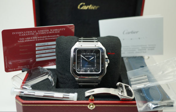 Cartier SANTOS DE CARTIER LARGE MODEL GRADIENT BLUE DIAL 2019 WARRANTY FULL SET